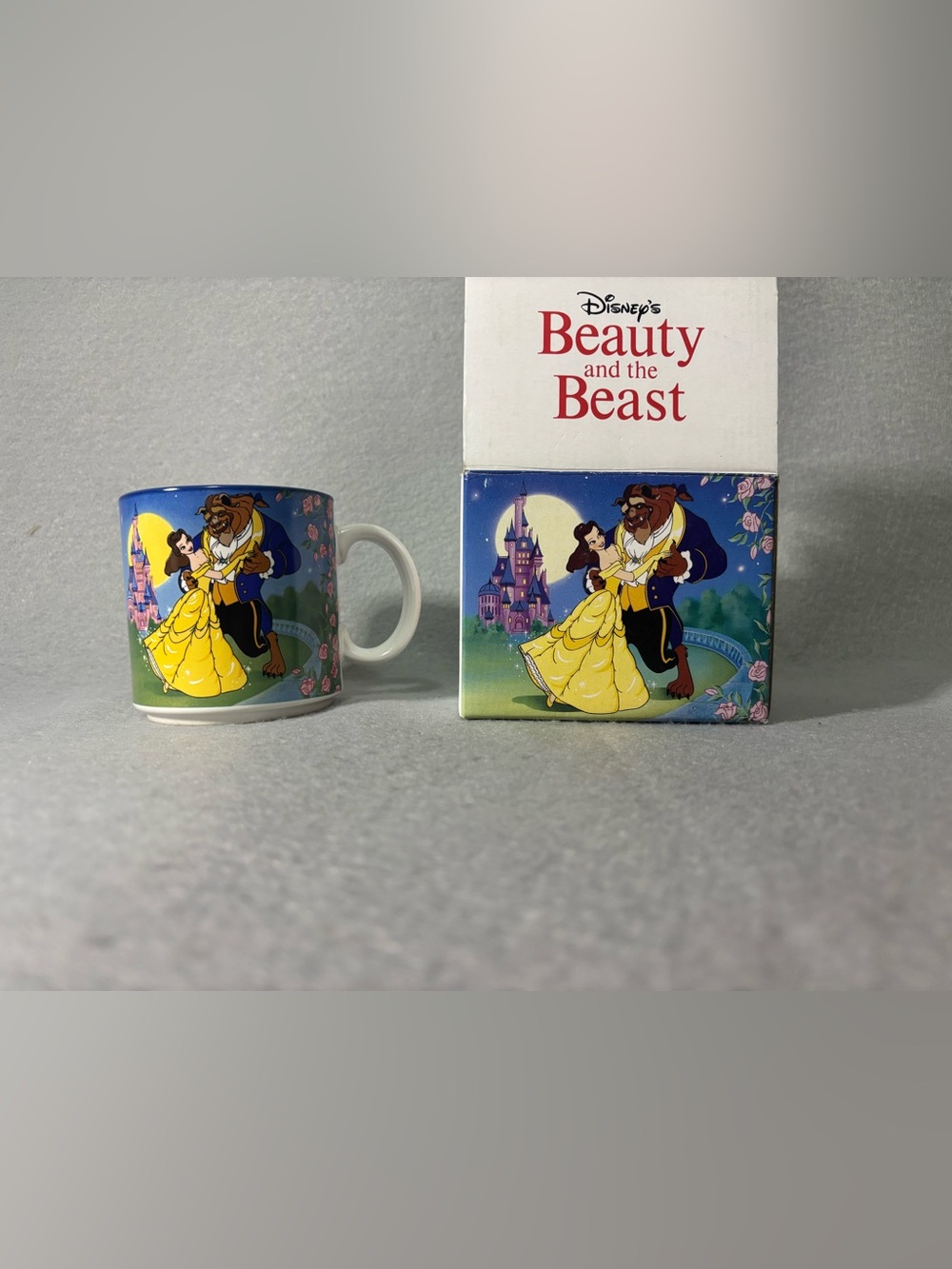 Disney Beauty & The Beast Dancing Mug Walt Disney Coffee Tea 12oz Vintage w Box